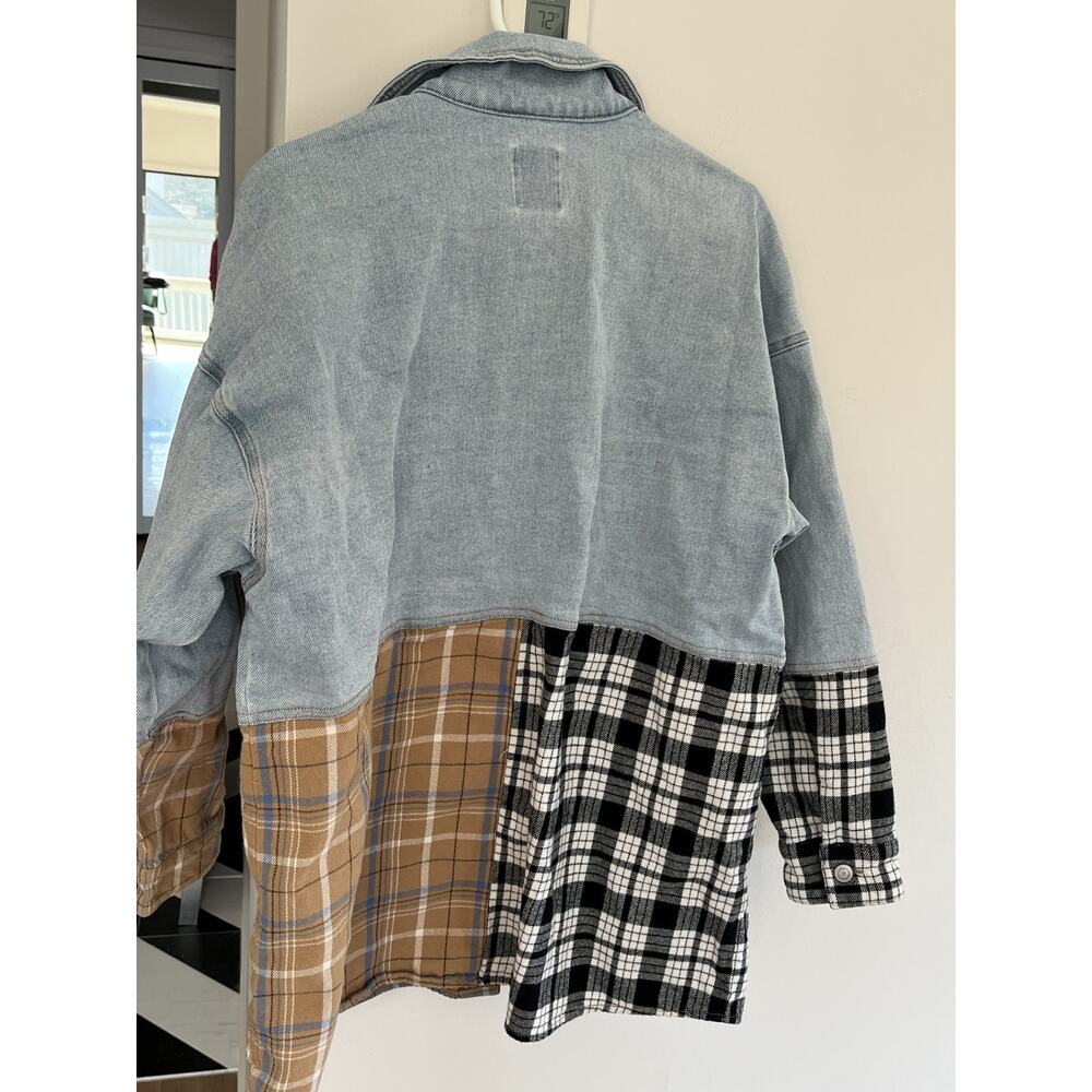 So Goods Vtg Womens Teen XL Denim Patchwork Shaket Distressed Grunge Western - Picture 8 of 9